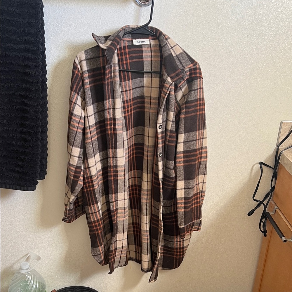 ADORA Plaid Jacket in Brown and Cream